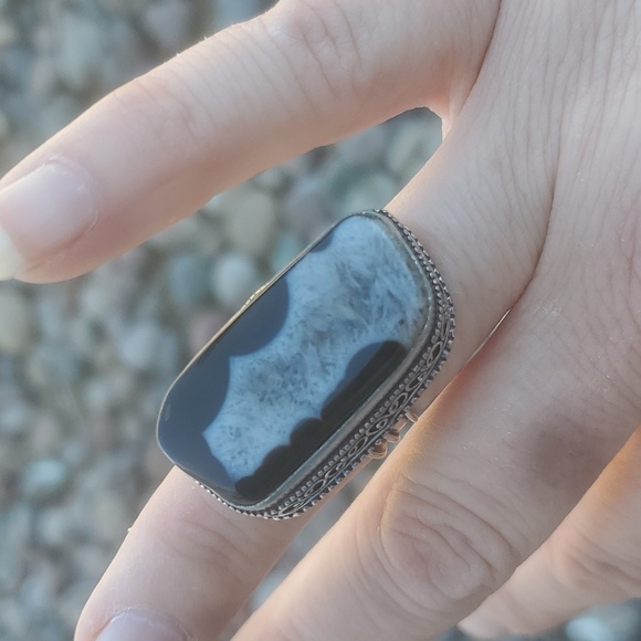New Overzized Solar Quartz Agate 925 Silver Ring. - Picture 7 of 12